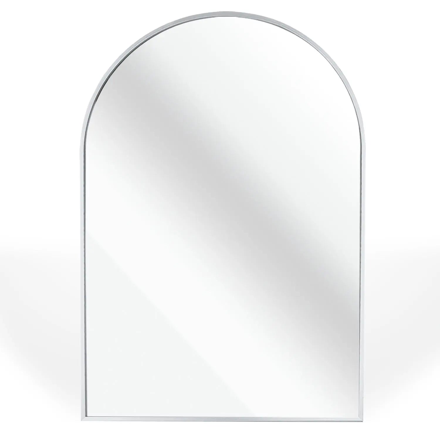 20x30 Inch Silver Metal Framed Arched Bathrrom Mirror for Wall. Sangria Beech