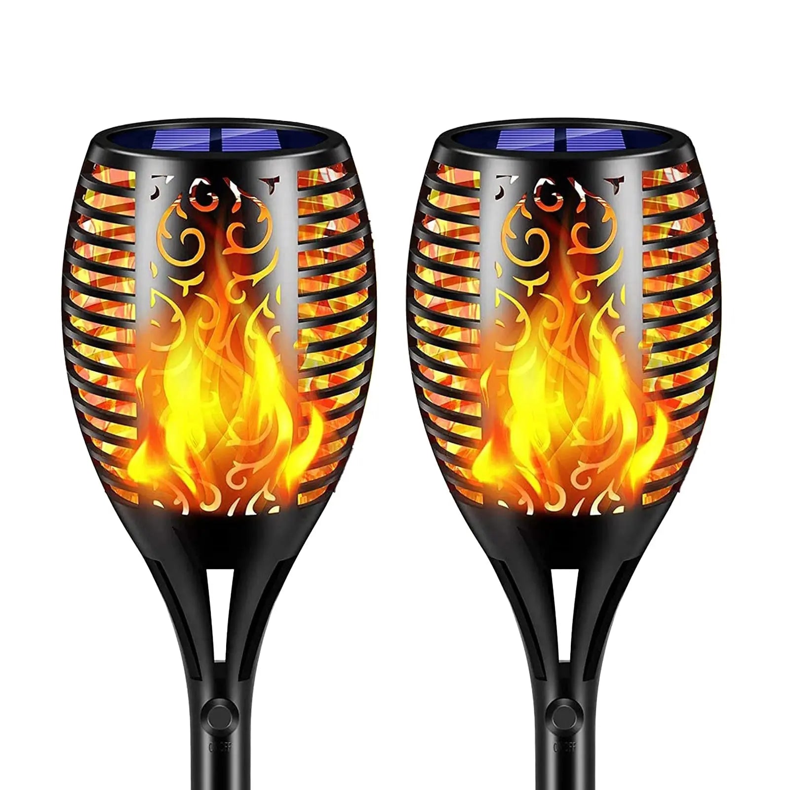 2 Pcs Solar Lights Outdoor Solar 12 Led Torch Flickering Flame Lights Pink Iolaus