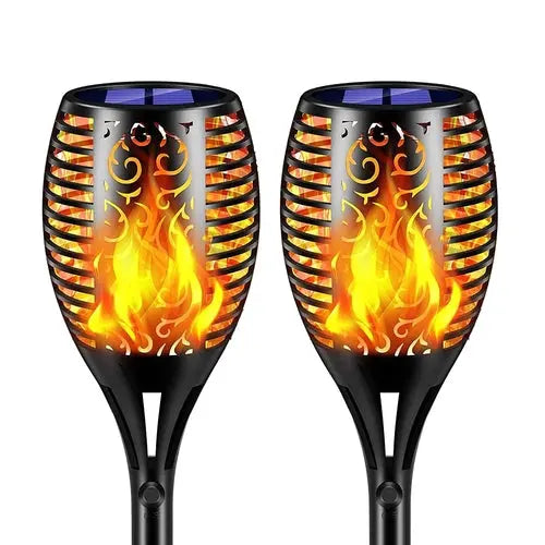 2 Pcs Solar Lights Outdoor Solar 12 Led Torch Flickering Flame Lights Pink Iolaus