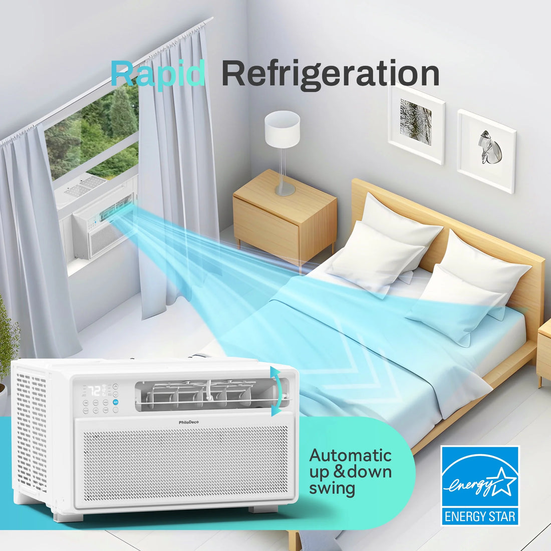 Energy Star Window Air Conditioner,12000 BTU 520 Sq Ft. Air Conditioner Window Unit with Wifi Inverter Ac, Remote Control, Ultra Quiet & Easy Installation, ECO/24 Timer/Auto Restart