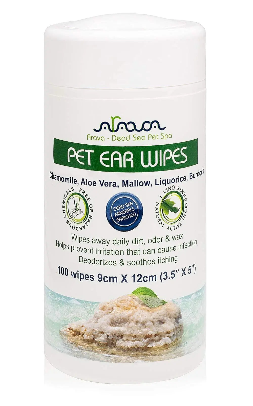 Ear Cleaner Wipes by Arava   for Dogs Cats Puppies & Kittens   100 Periwinkle Eros