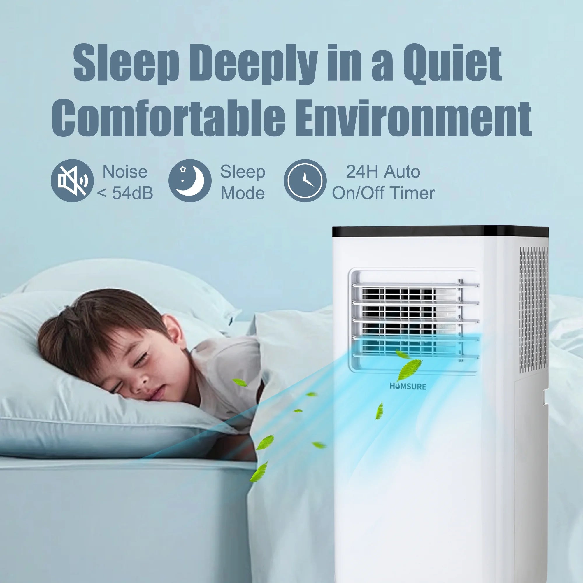 Portable Air Conditioners 10000 BTU, Room Air Conditioning, Portable AC Unit with Remote Control, Cooling, Dehumidifier and Fan, Automatic, Sleep 5 Mode Floor Air Conditioner