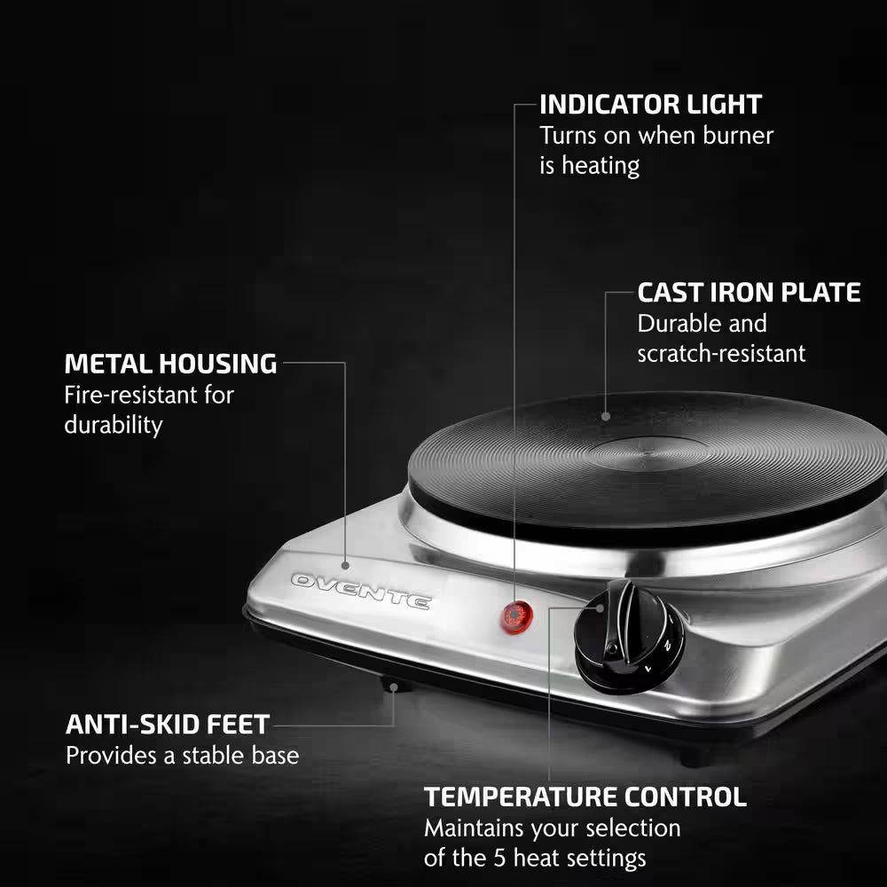 Single Burner 7.25 In. Silver Hot Plate