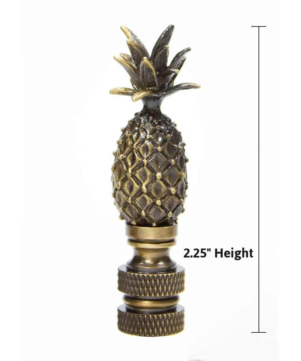Tall Pineapple Lamp Finial Antique Brass Metal 2.5"h Thulite