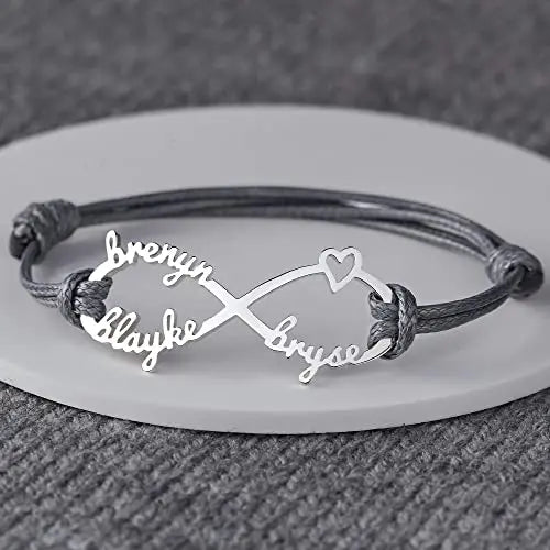 Mom Bracelet With Kids Names, Infinity Bracelet With Names,Mom Jewelry Green Millie