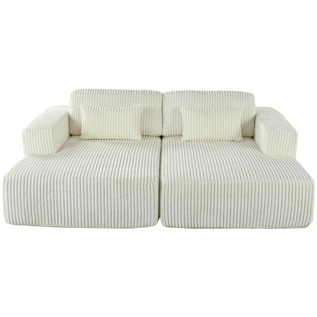 Corduroy Double Sofa Bed with 2 Pillows, Perfect for Living Rooms, Sangria Beech