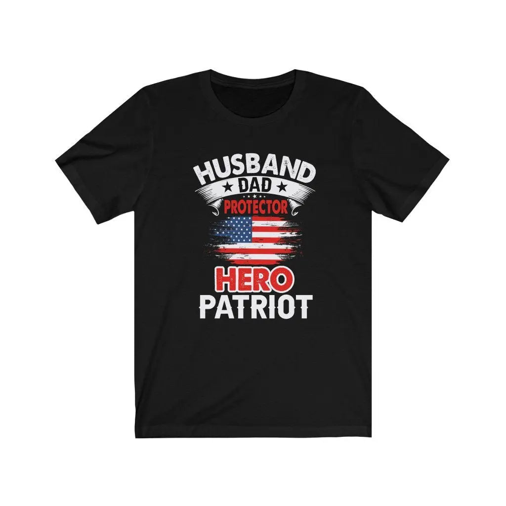 Husband, Dad, Protector, Hero, Patriot Short Sleeve T Shirt Yellow Pandora
