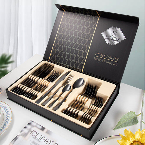 24-piece Cutlery Set 1010 Stainless Steel Crimson Medea
