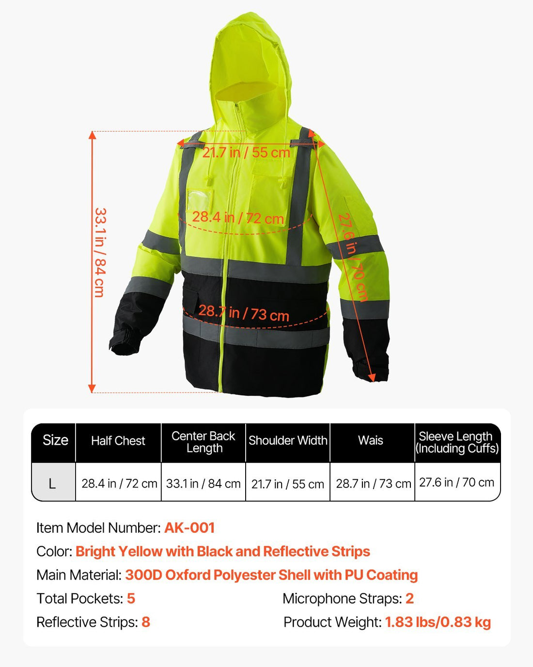 High Visibility Reflective Safety Jacket Waterproof Hoodie Pink Lucy