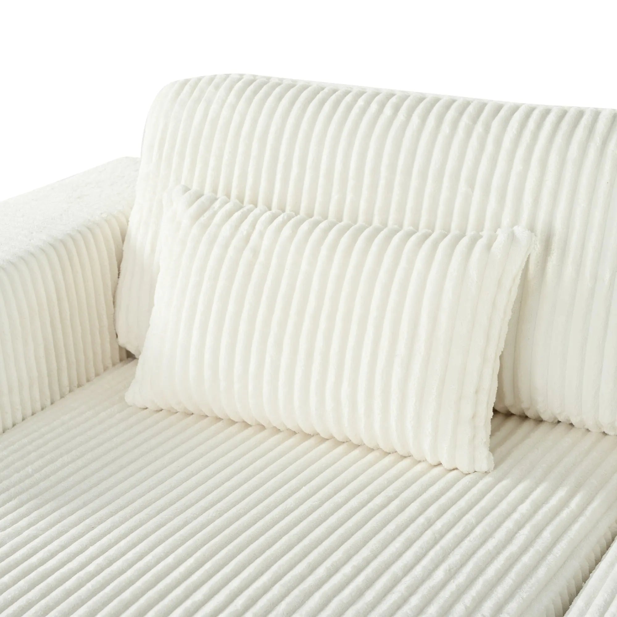 Corduroy Double Sofa Bed with 2 Pillows, Perfect for Living Rooms, Sangria Beech