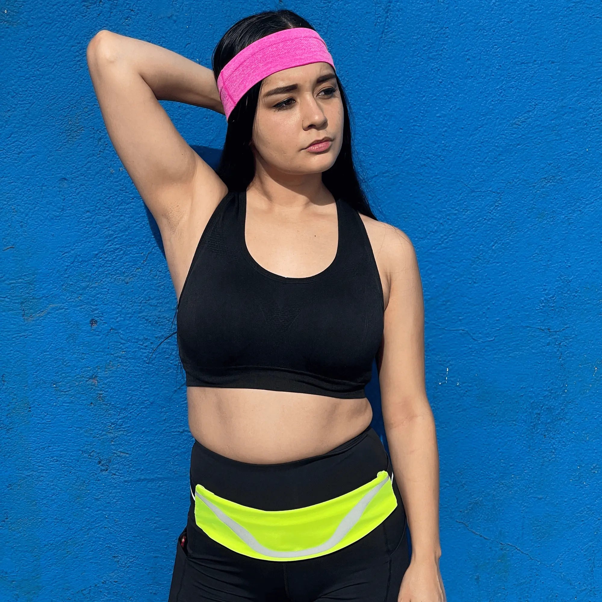 Water-Resistant Sport Waist Pack Running Belt with Reflective Strip Black Lavender