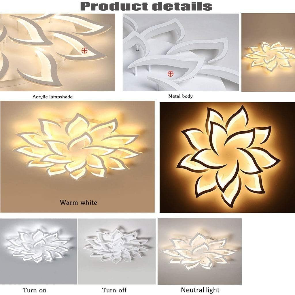 LED Dimmable Ceiling Light Modern Flower Shape Ceiling Lamp Fixture Living Room Bedroom Children&