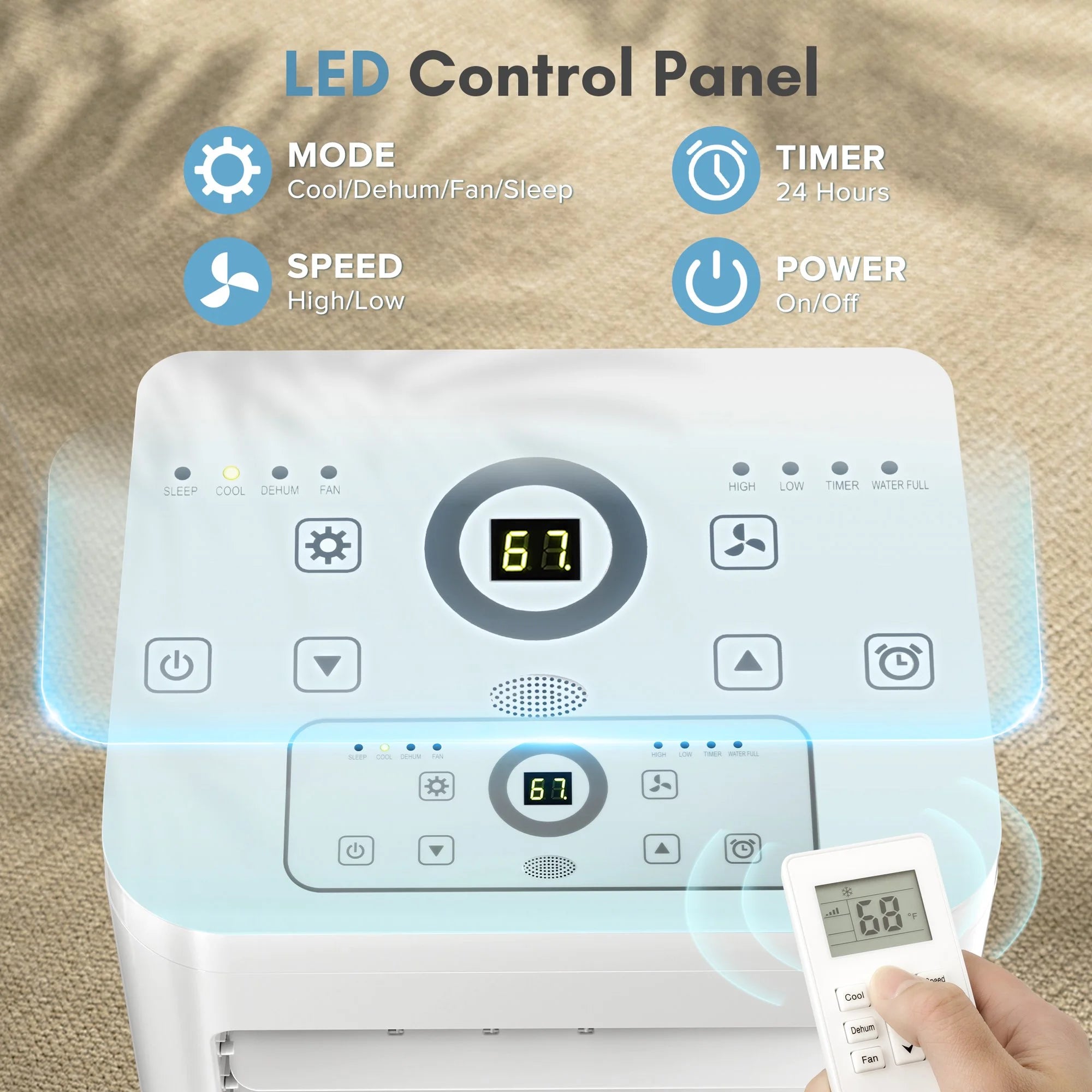 Portable Air Conditioner 8000 BTU Ashrae, 3-In-1 Portable AC, Dehumidifier & Fan with 24-Hour Timer/Remote Control/Windows Kit (White)