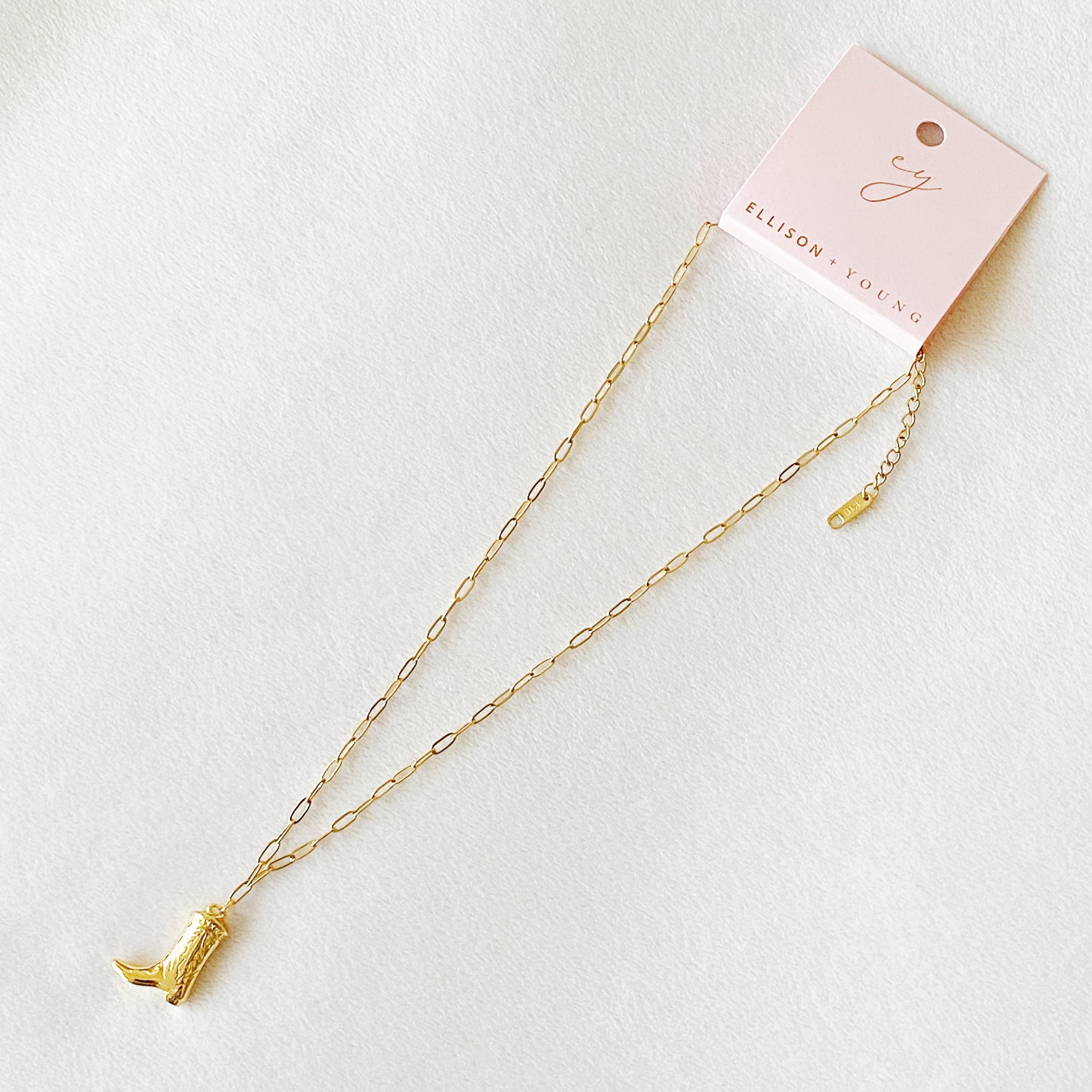 Golden Cowgirl Boot Necklace Fuchsia Hercules