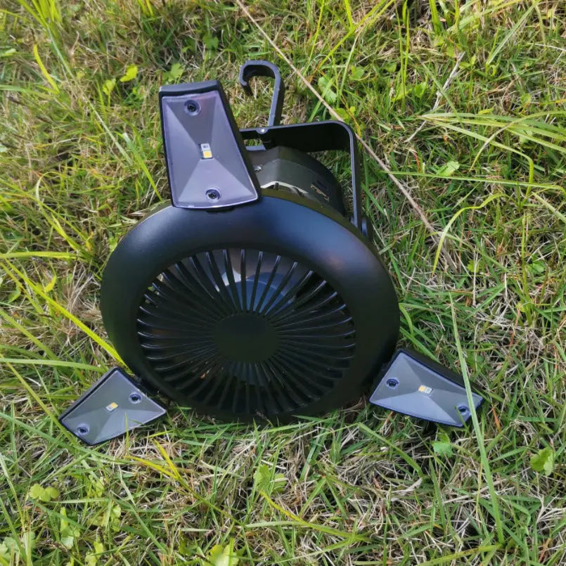 Solar Camping Light Foldable Fan Hanging Hook Rechargeable Maroon Asteria