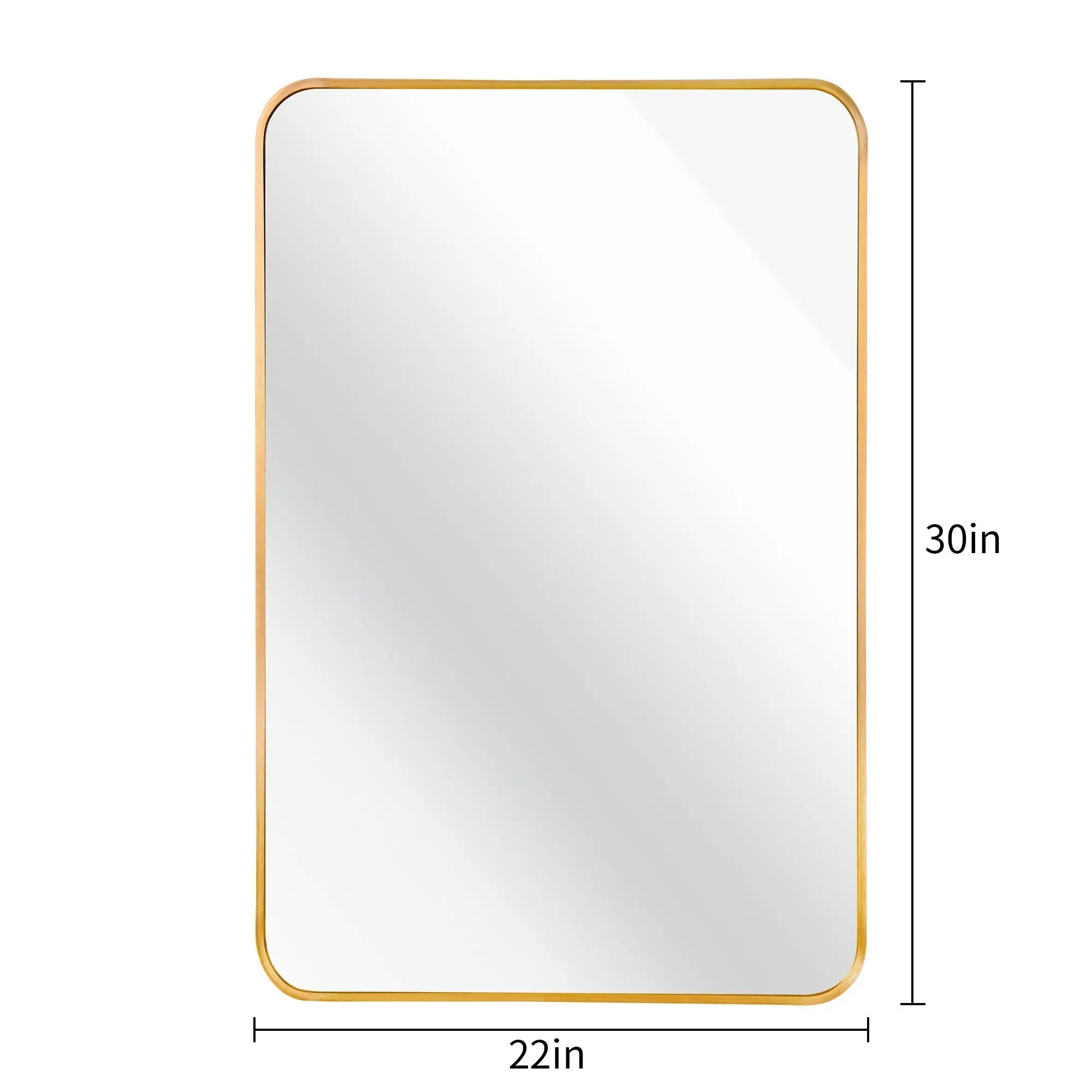 22x30 Inch Gold Metal Framed Rectangular Bathrrom Mirror for Wall. Sangria Beech
