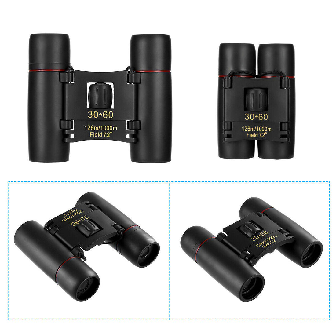 Binoculars 30x60 Zoom Travel Compact Folding Telescope Hunting Day Night Outdoor Small Pocket Binoculars Compact Adults, Mini Kids Binoculars Boys For Bird Watching, Concert Theater Opera Pink Lucy