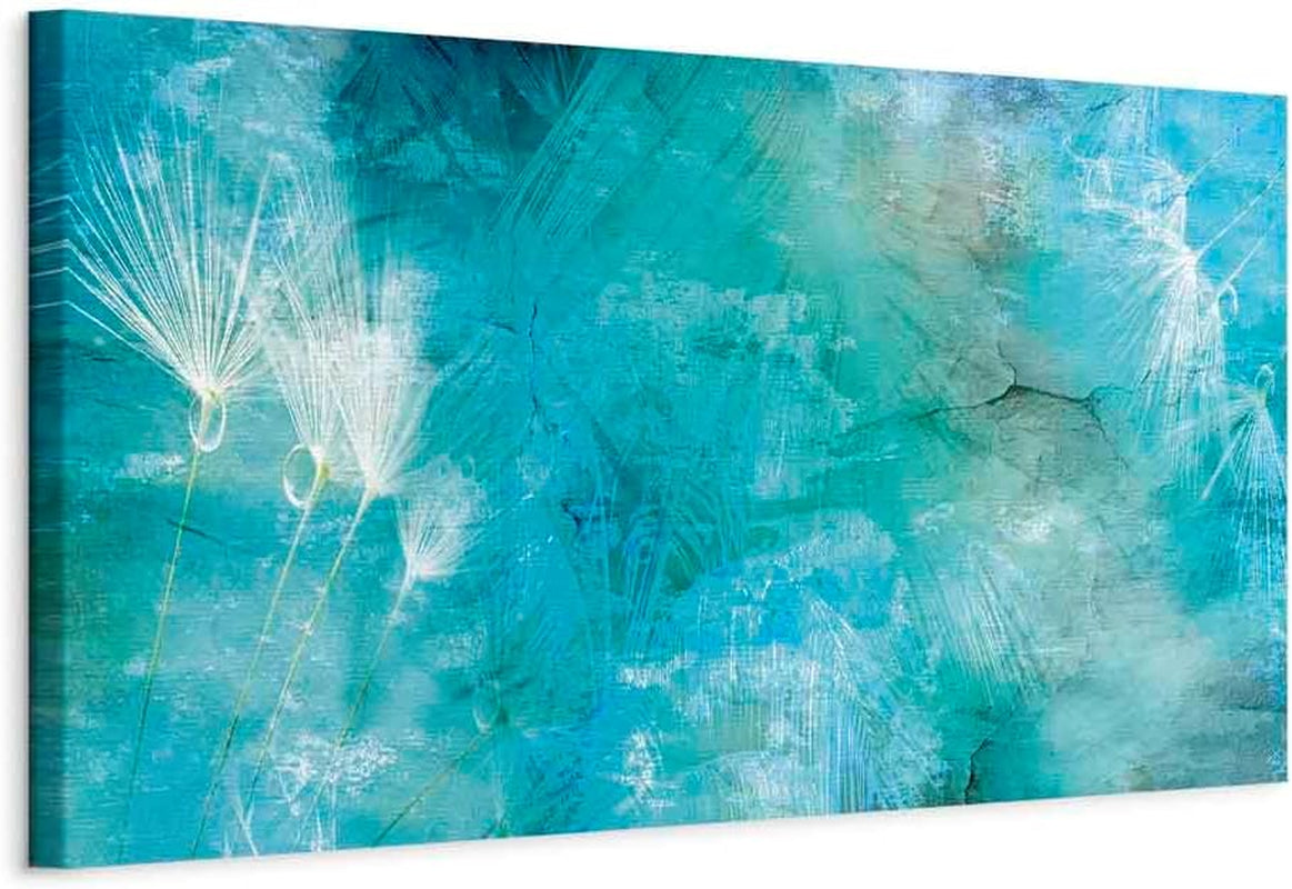 Canvas Wall Art Print Dandelion 53X18 in - 1Pcs Home Decor Framed Stretched Picture Photo Painting Artwork Image Prints Flowers Floral Nature Turqoise B-A-0845-B-A