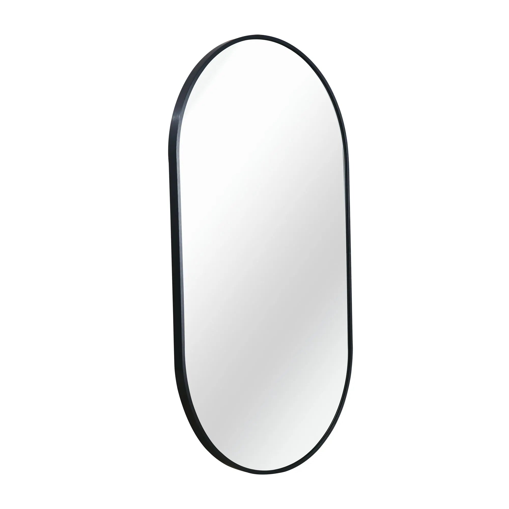 Black 20 x 33 Inch Metal Oval  Mirror Sangria Beech