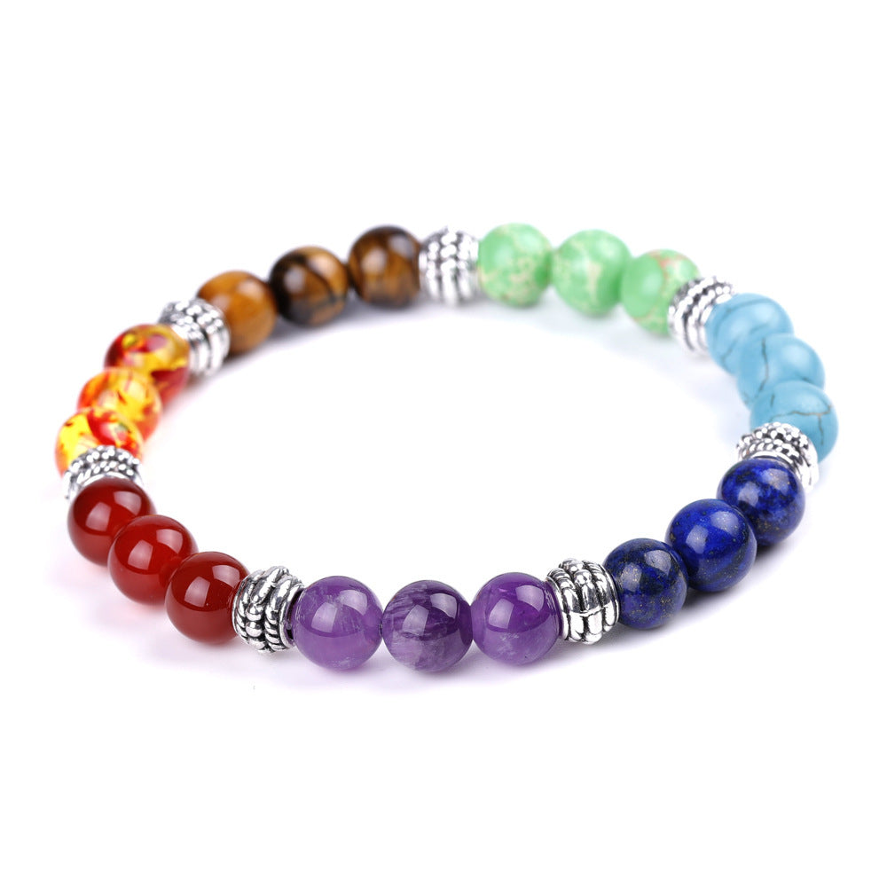 Natural Stone Colorful Chakra Energy Yoga Bracelet Pink Lucy