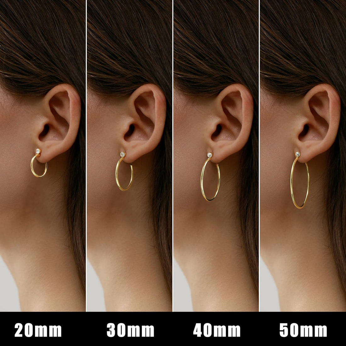 Gold Hoop Earrings for Women 14K Real Gold Plated, 925 Sterling Silver Post CZ Earrings for Women