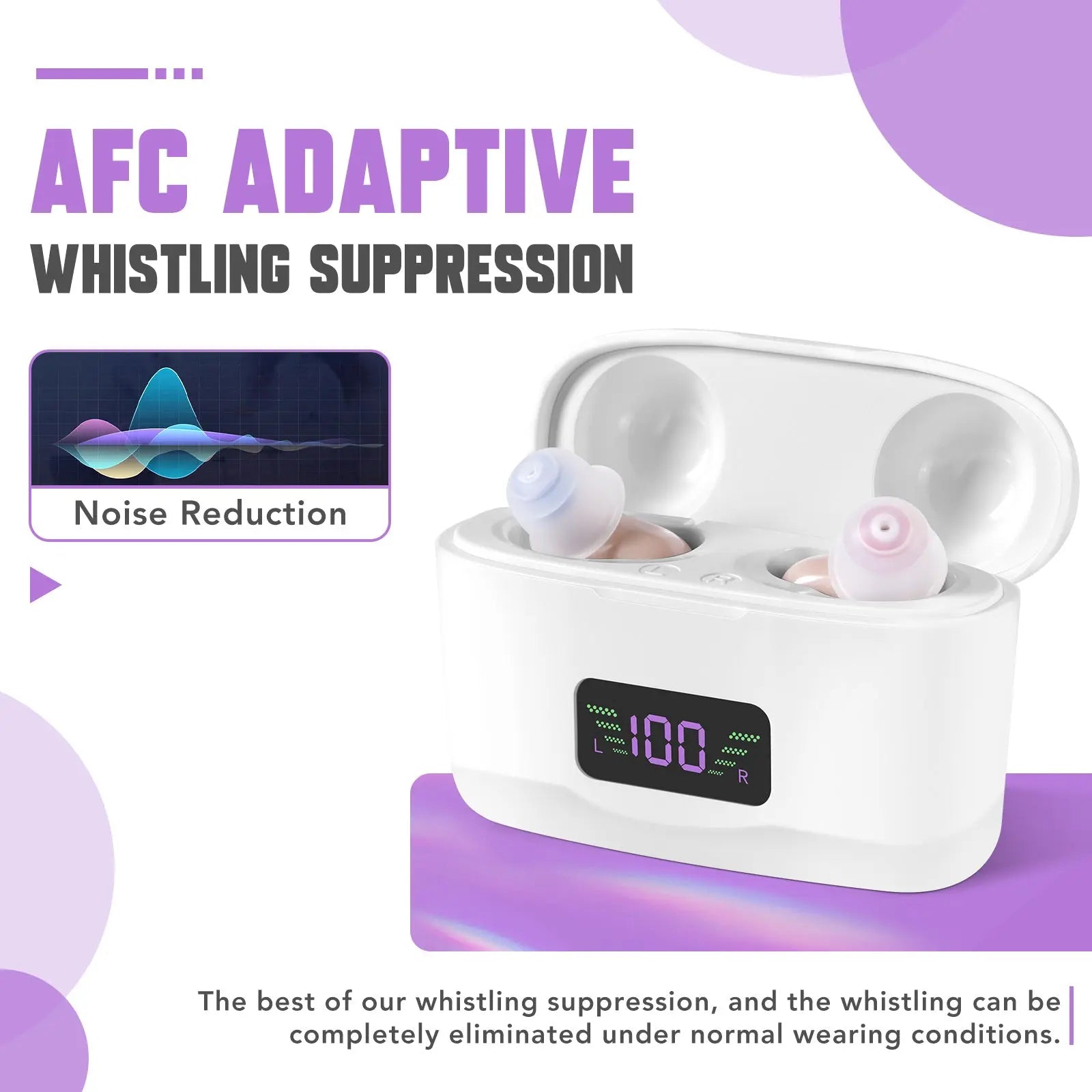 Hearing Aid, Charging Case, Portable Hearing Aids, Sound Amplifier, Hearing Aids, Pairs Pink Lucy