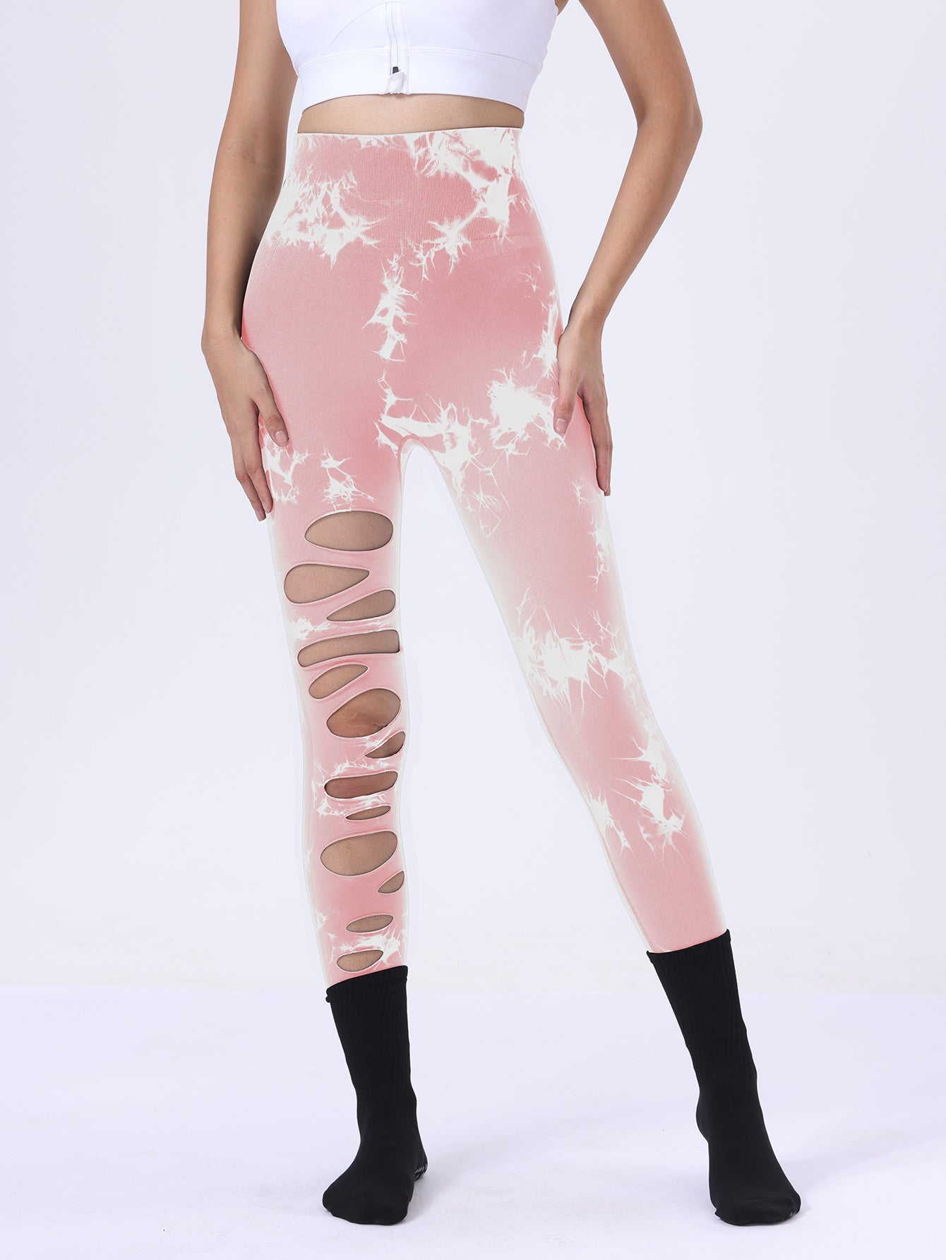 Adorex 4 Pack Tie-dye Workout Leggings For Women High Waist Seamless Scrunch Butt Lifting Gym Yoga Pants Elastic Pants Pink Lucy