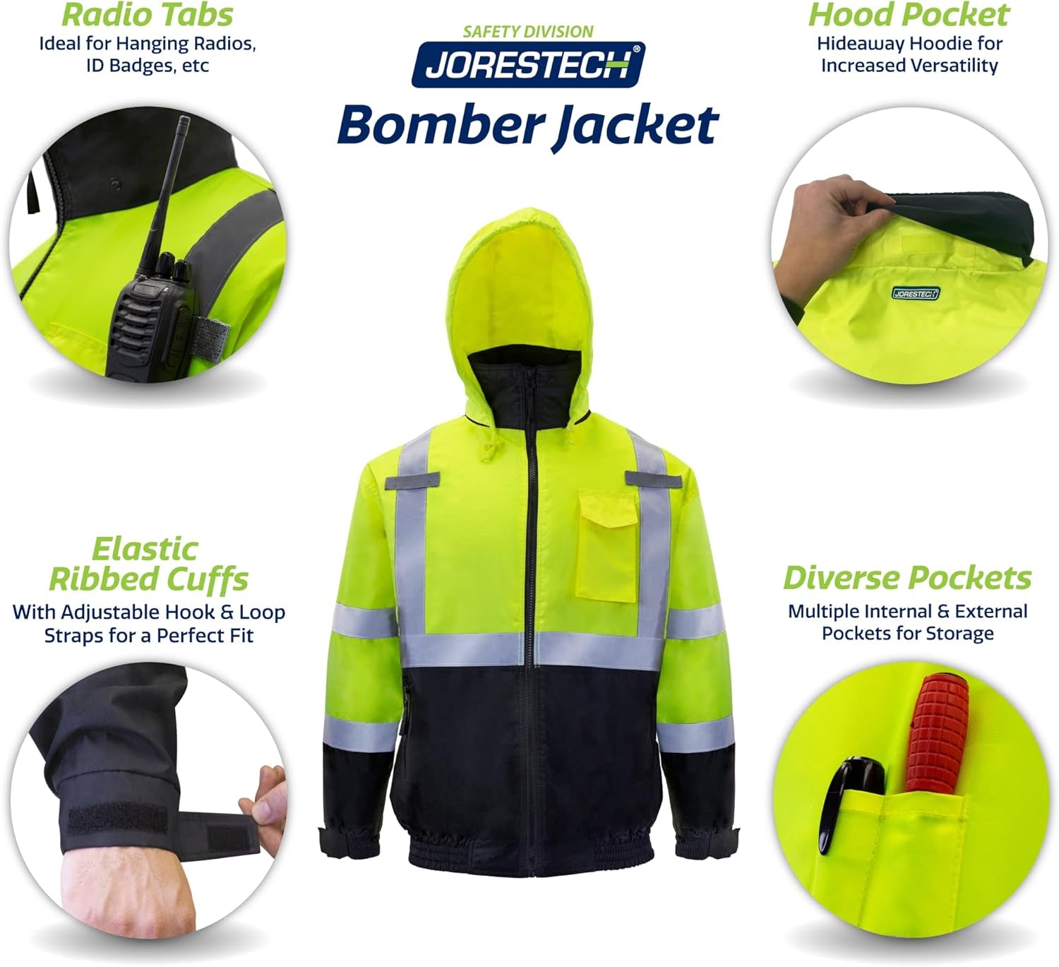 High Visibility Waterproof Bomber Jacket ANSI/ISEA 107-2015 Class 3 Level 2 …