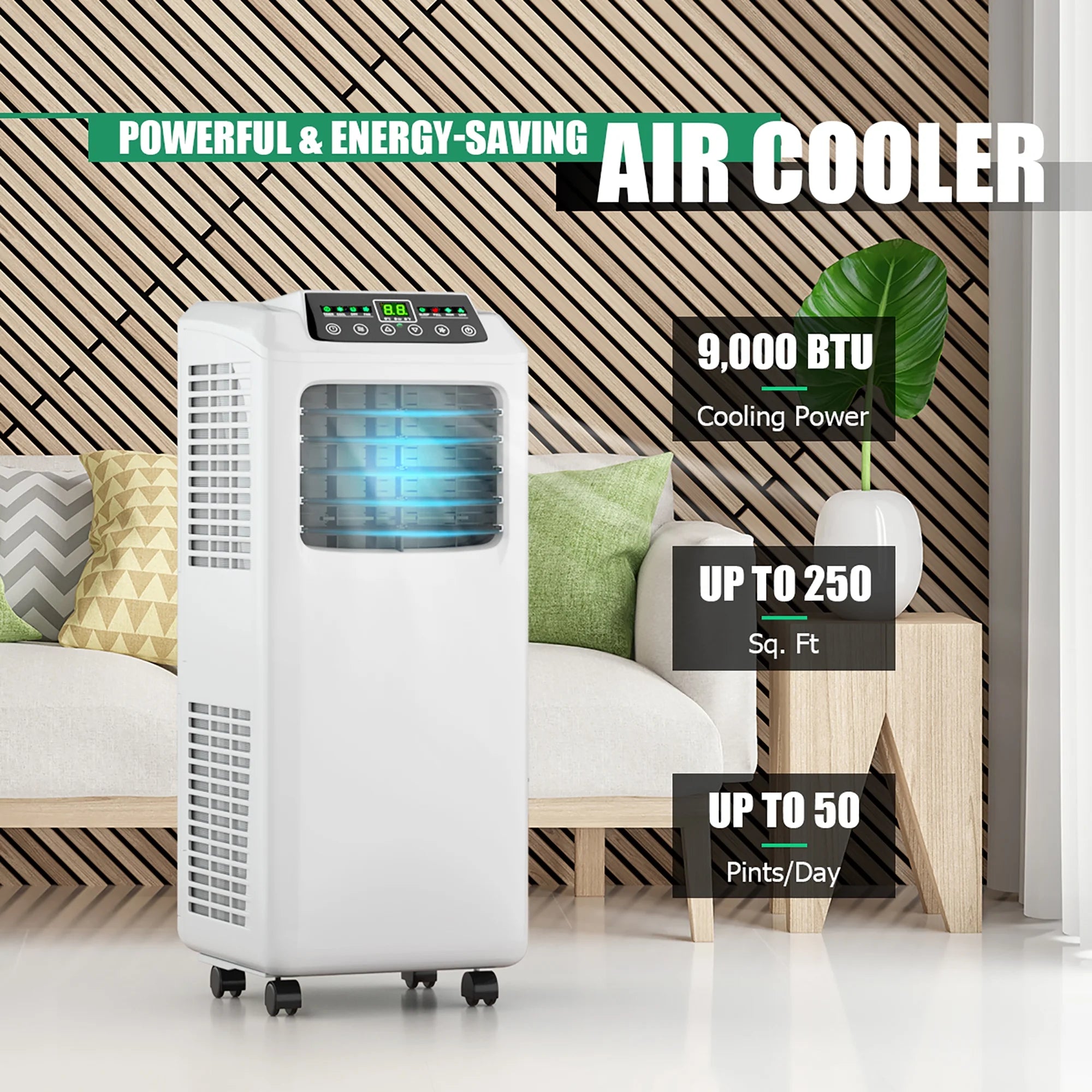 5500 BTU (9000 BTU ASHRAE) 3-In-1 Portable Air Conditioner W/Built-In Dehumidifier and Window Kit