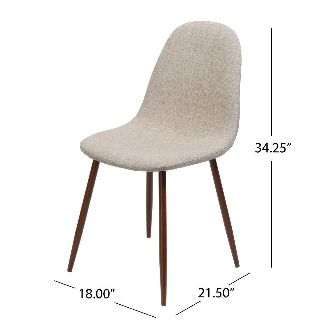 Elegant Wheat Fabric Dining Chair Set with Iron Legs and Dark Walnut Sangria Beech