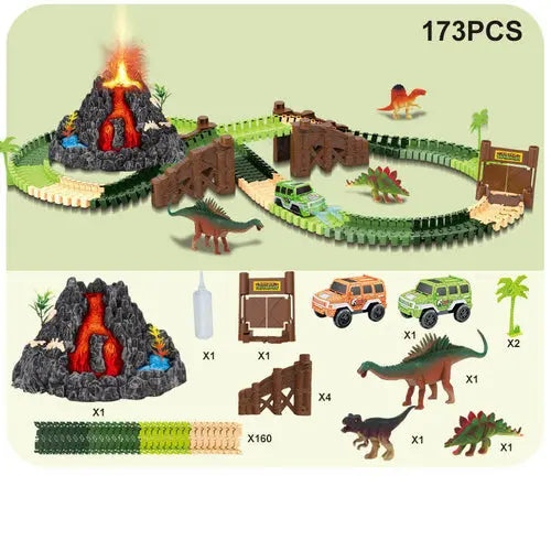Dinosaur Track Assembly Toy Simulation Dinosaur Volcano Crimson Medea