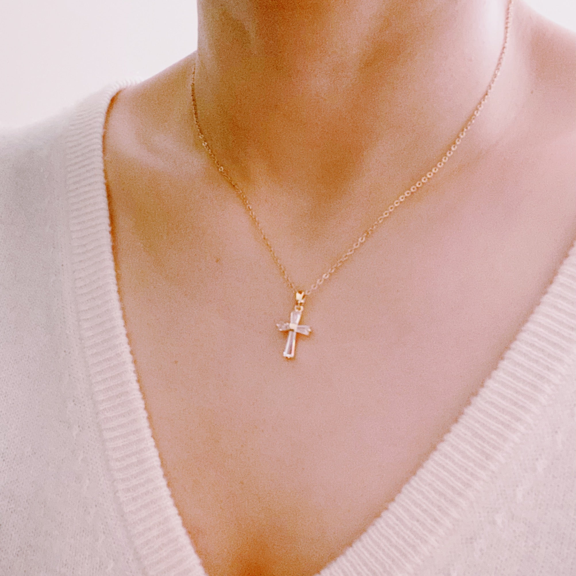 My Dear Crystal Cross Necklace Fuchsia Hercules