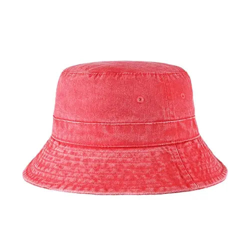 Classic Washed Cotton Bucket Hat Crimson Hector