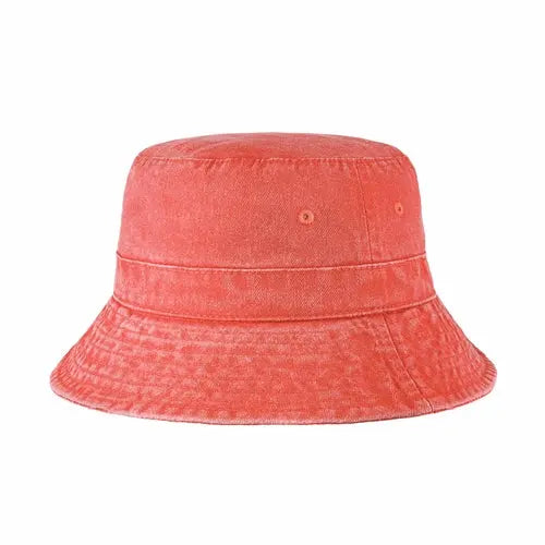 Classic Washed Cotton Bucket Hat Crimson Hector