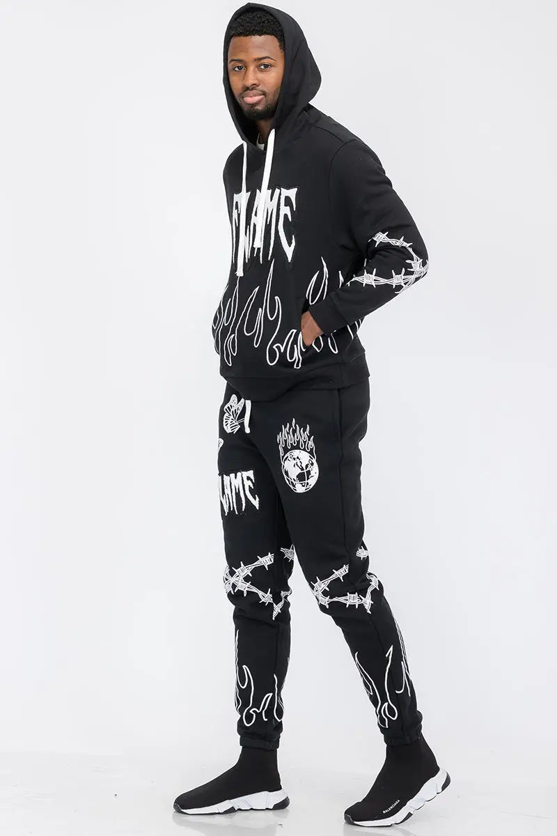 Chenille Flame Sweat Suit Lime Milo