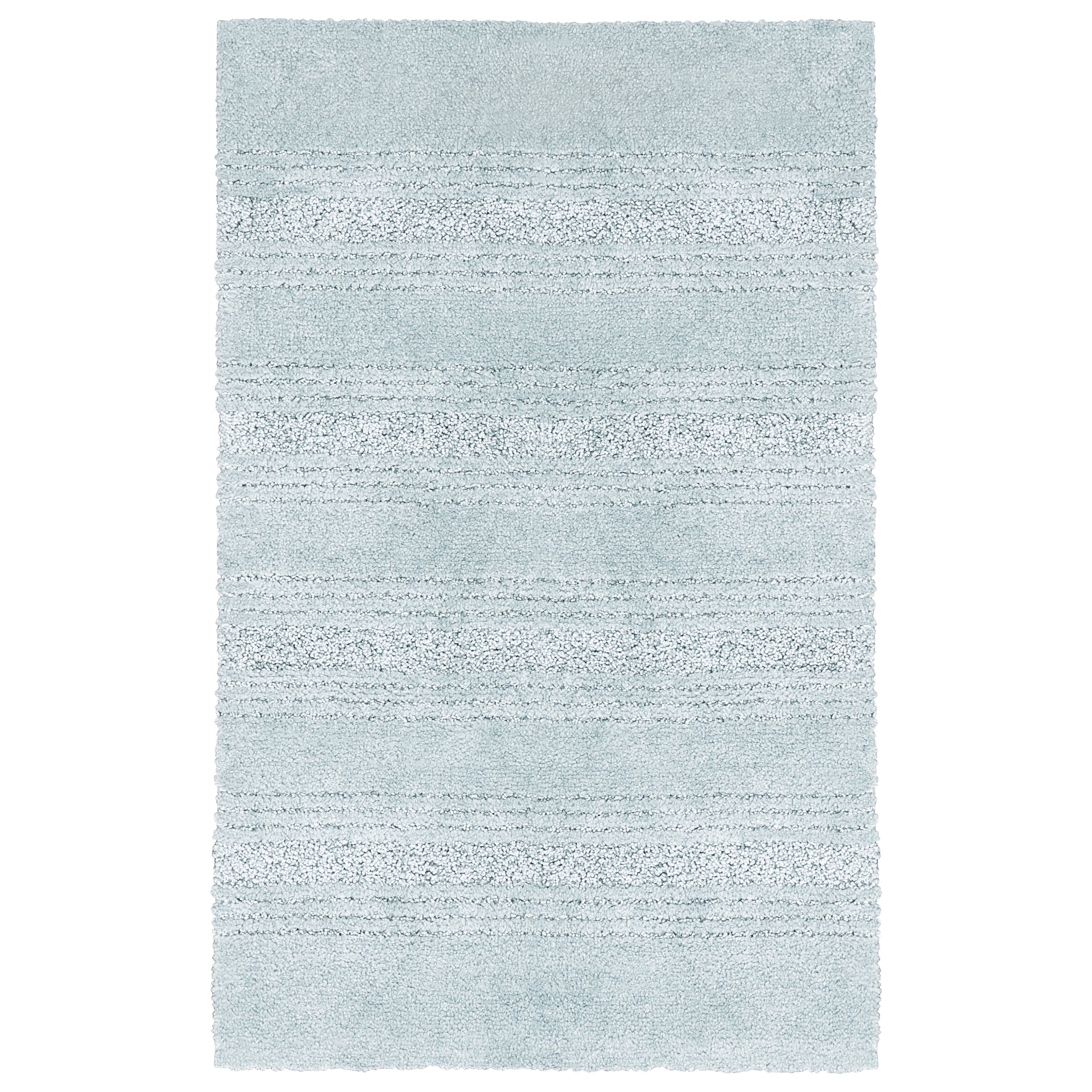 Solid Stripe Light Blue Nylon Bathroom Rug, 20"X32" - 1 Each