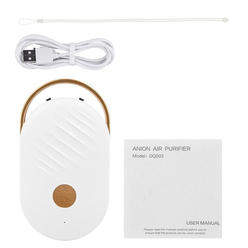 Mini lanyard Portable Air Purifier Cleaner Negative Ion USB Mini Home Maroon Asteria