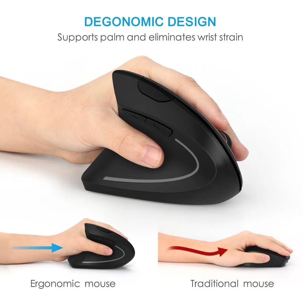 2.4G Wireless Ergonomic Vertical Mouse Yellow Pandora