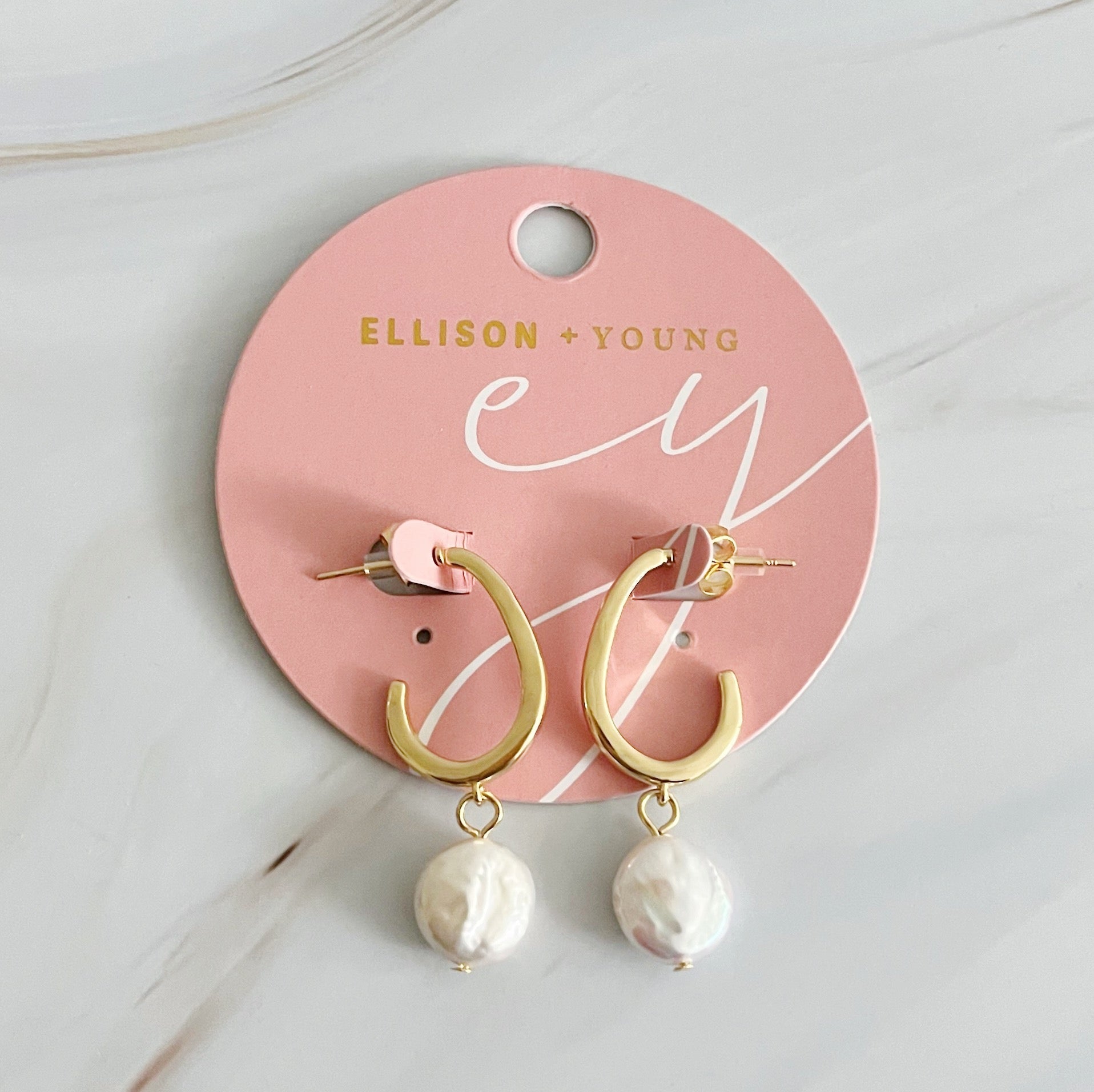 Dangle Pearl Gold Hoop Earrings Fuchsia Hercules