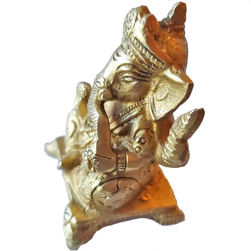 Brass Ganesha Idol Home Decor Statuette Figurine Silver Hestia