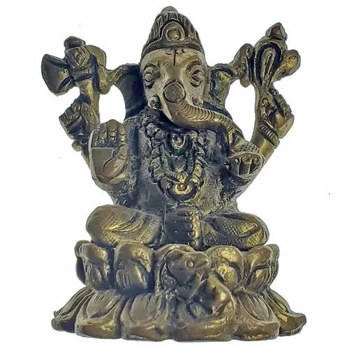 Brass Ganesha Idol Home Decor Statuette Figurine Silver Hestia