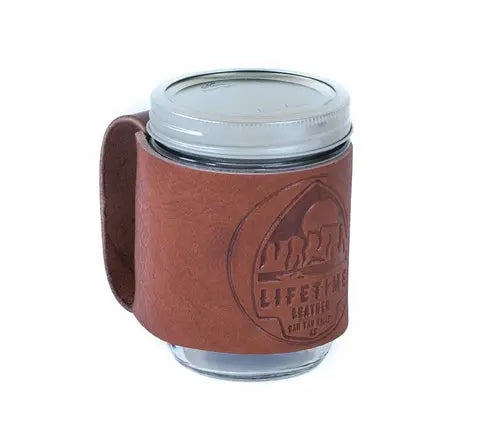 Leather Mason Jar Coozie Olive Iolaus