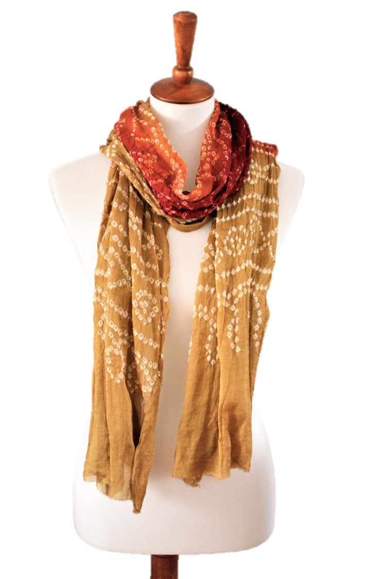 OMSutra Tie-dye designer fashion Silk Scarves Alabaster
