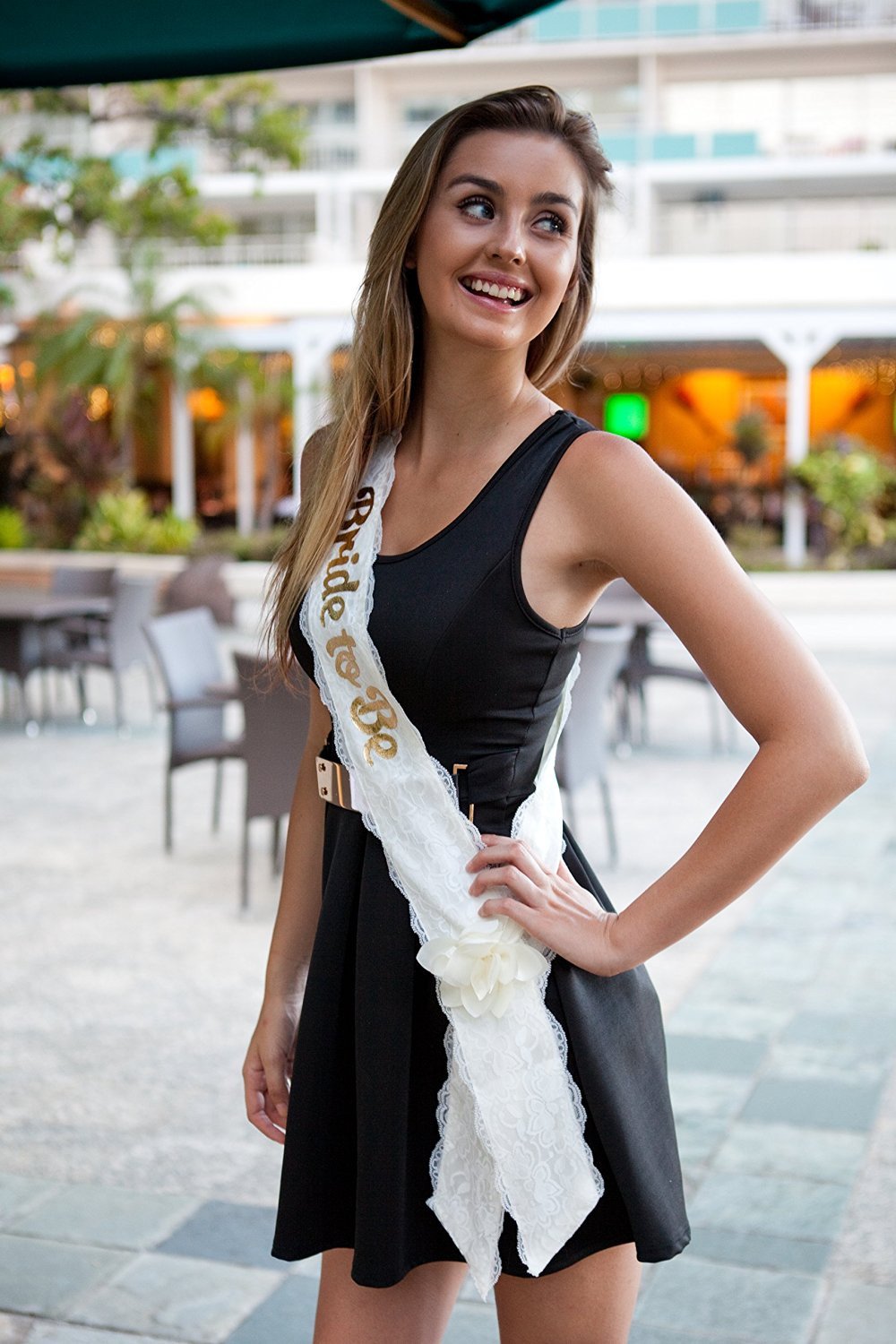 "Bride To Be" White Lace & Satin Bachelorette Fuchsia Hephaestus