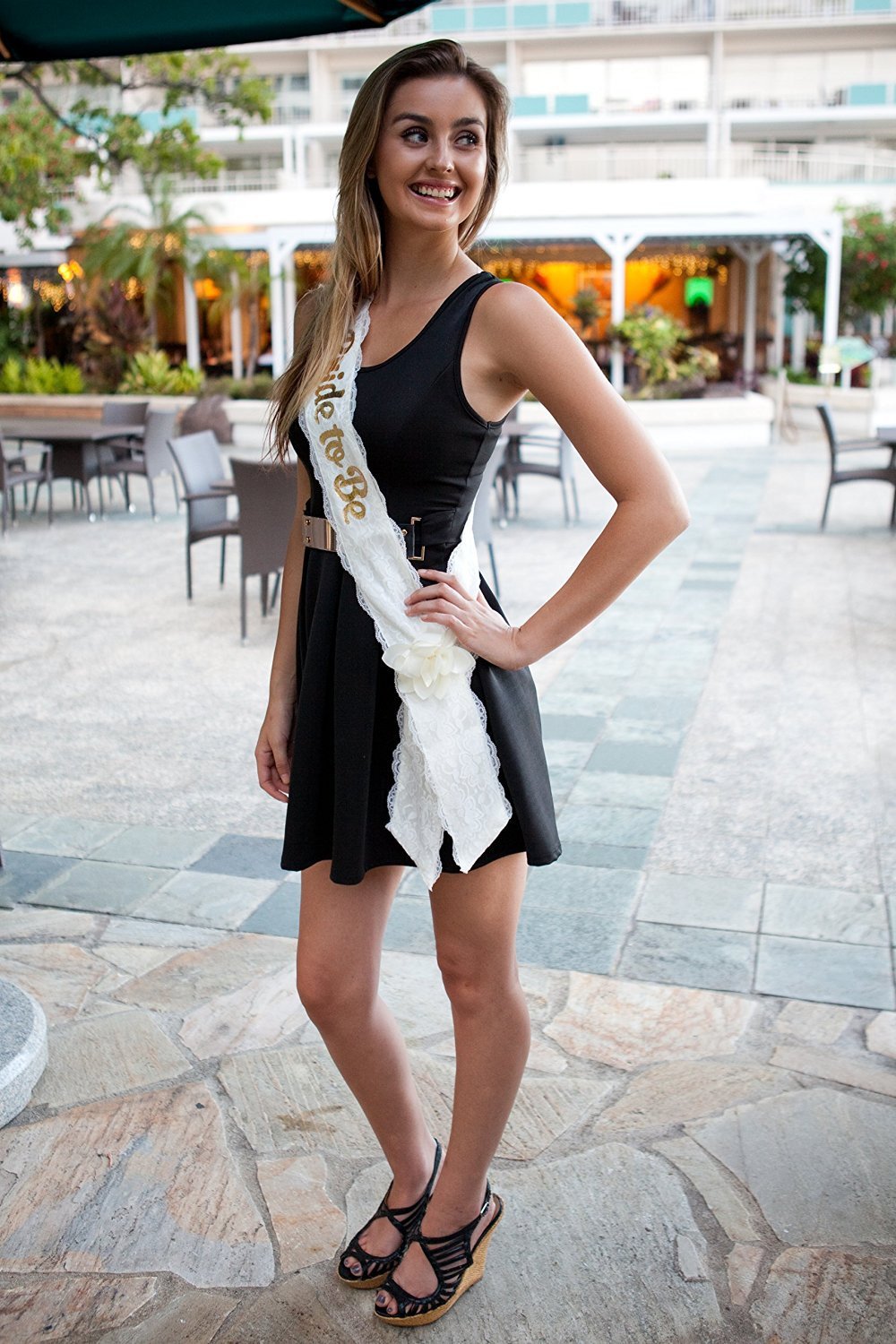 "Bride To Be" White Lace & Satin Bachelorette Fuchsia Hephaestus