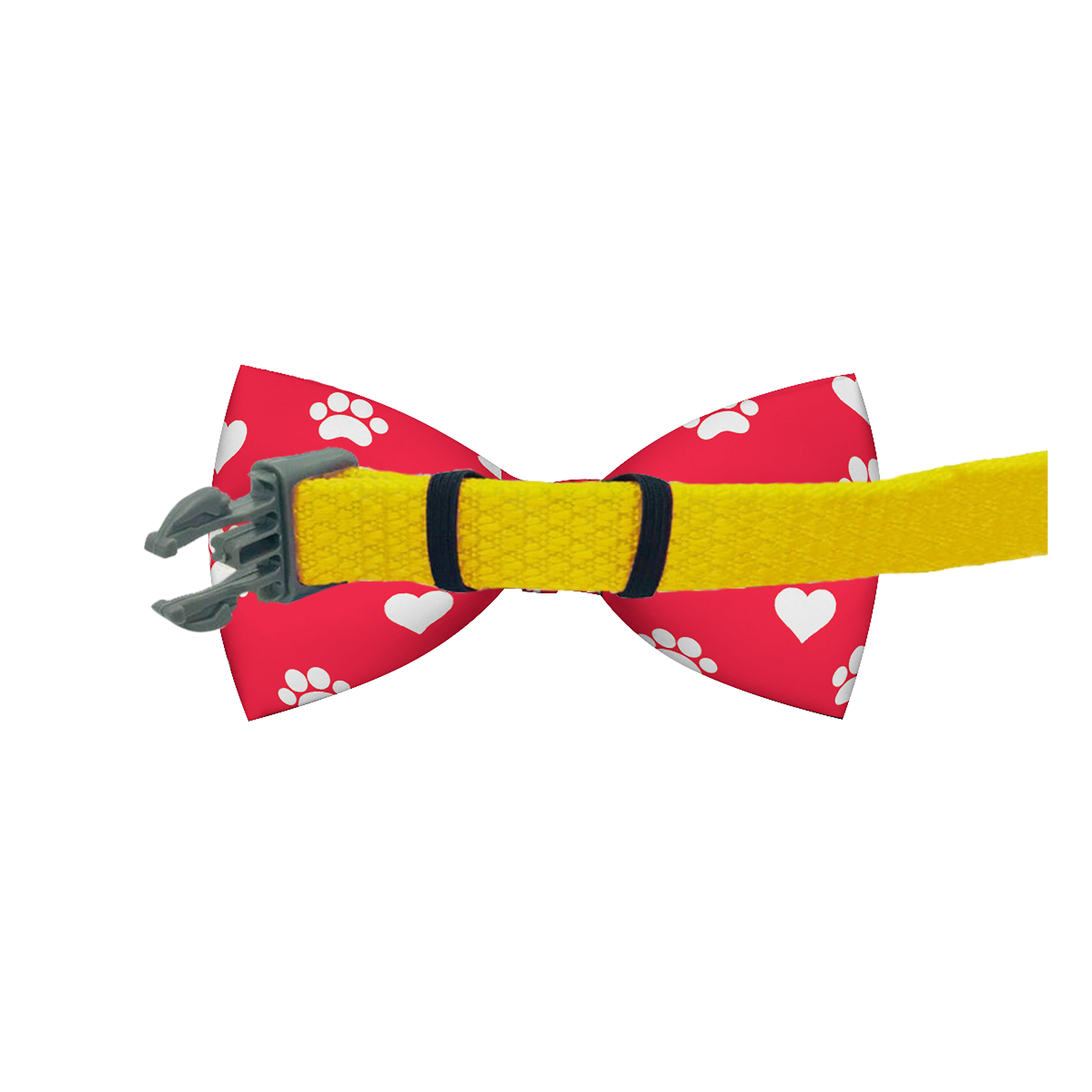 Valentines Day Paw Prints & Hearts Red Dog Bow Tie Plum Semele