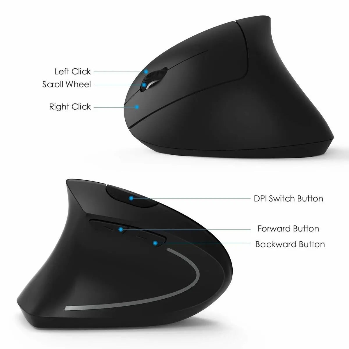 2.4G Wireless Ergonomic Vertical Mouse Yellow Pandora