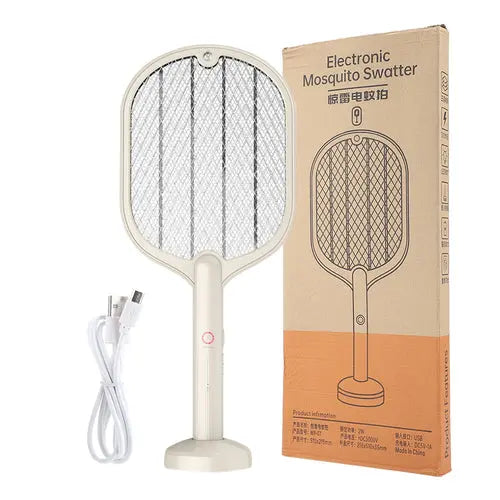 Smart Electric Insect Racket Swatter Zapper 3000V USB Rechargeable Maroon Asteria