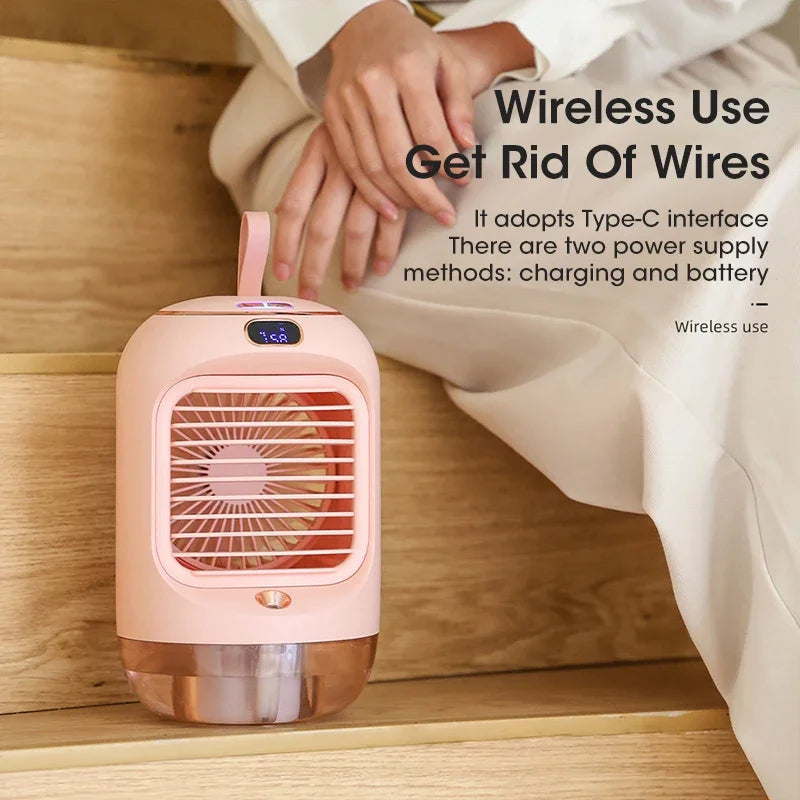 Portable Electric Fan Desktop Fan With Air Humidifier Air Conditioner Maroon Asteria