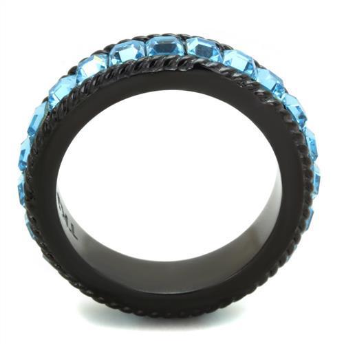 TK1867 - IP Black(Ion Plating) Stainless Steel Ring with Top Grade Turquoise Tiger